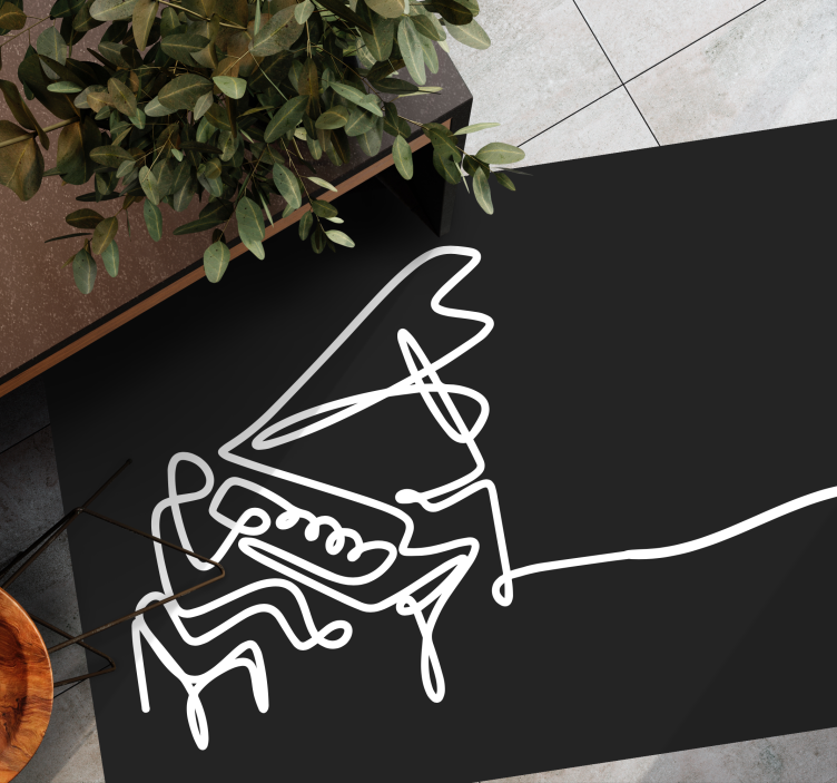 Tapis vinyle design moderne dessin au trait pour piano - TenStickers