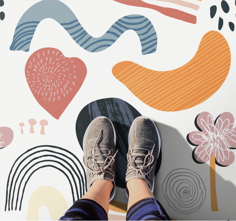 Tapis vinyle design moderne ensemble de formes abstraites - TenStickers