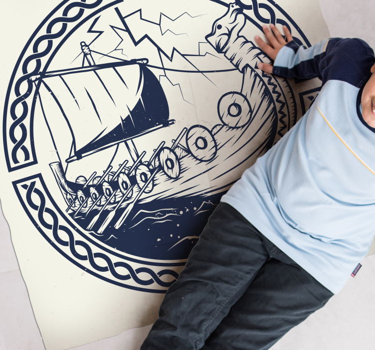 Tapis vinyle design moderne motif de bateau viking - TenStickers