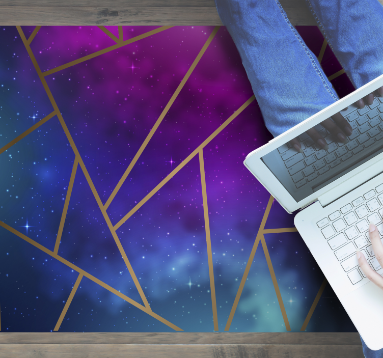 Tapis vinyles géométriques motif bleu et violet cosmique - TenStickers