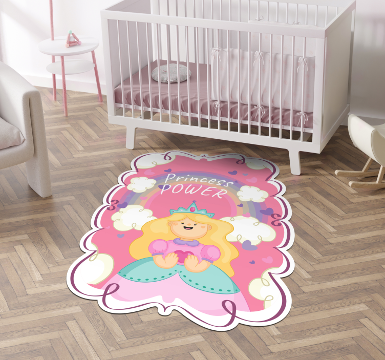 Tapis vinyle enfant arc-en-ciel Princess Power - TenStickers