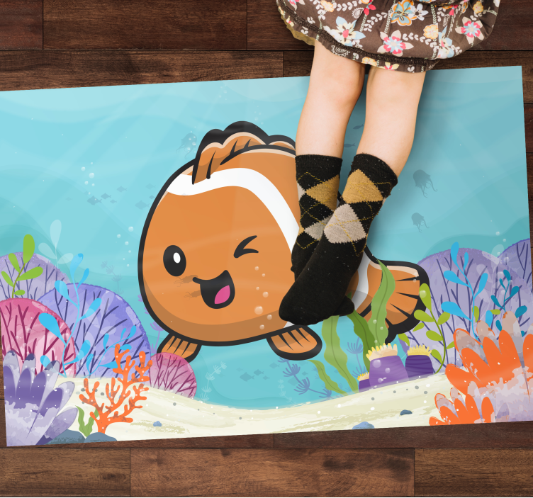 Tapis vinyle pour enfants aventure aquatique animée - TenStickers