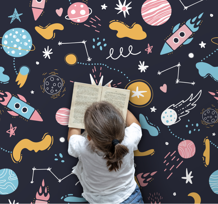 Tapis vinyle pour enfants aventure spatiale cosmique - TenStickers