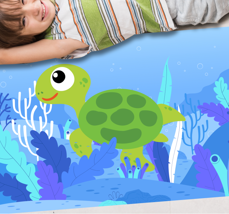 Tapis vinyle enfant paysage marin de tortue - TenStickers