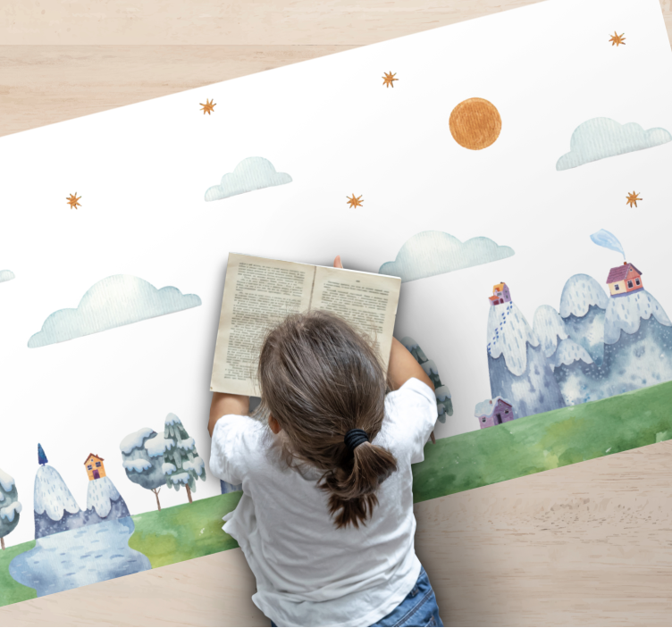 Tapis vinyle pour enfants scène de paysage enchanté - TenStickers