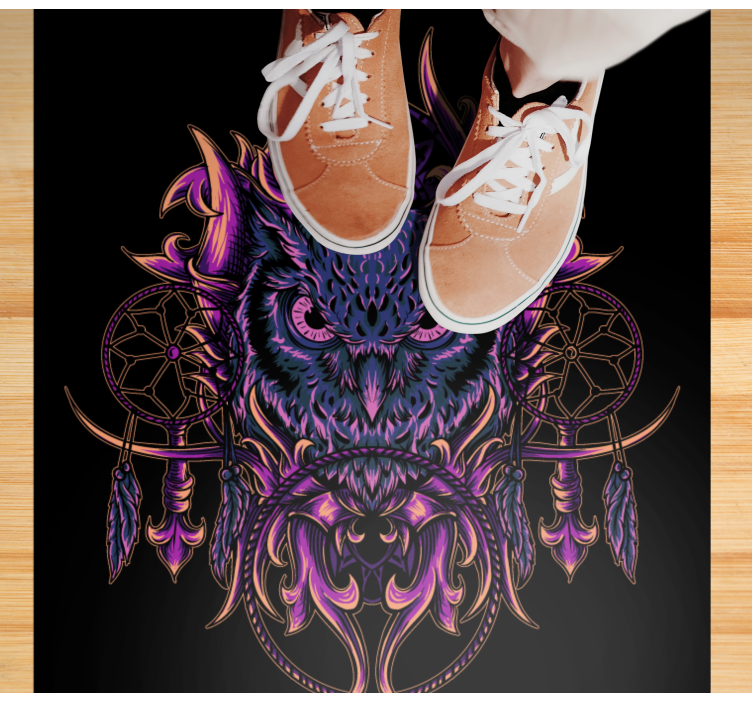 Tapis vinyle animal art attrape-rêves hibou - TenStickers