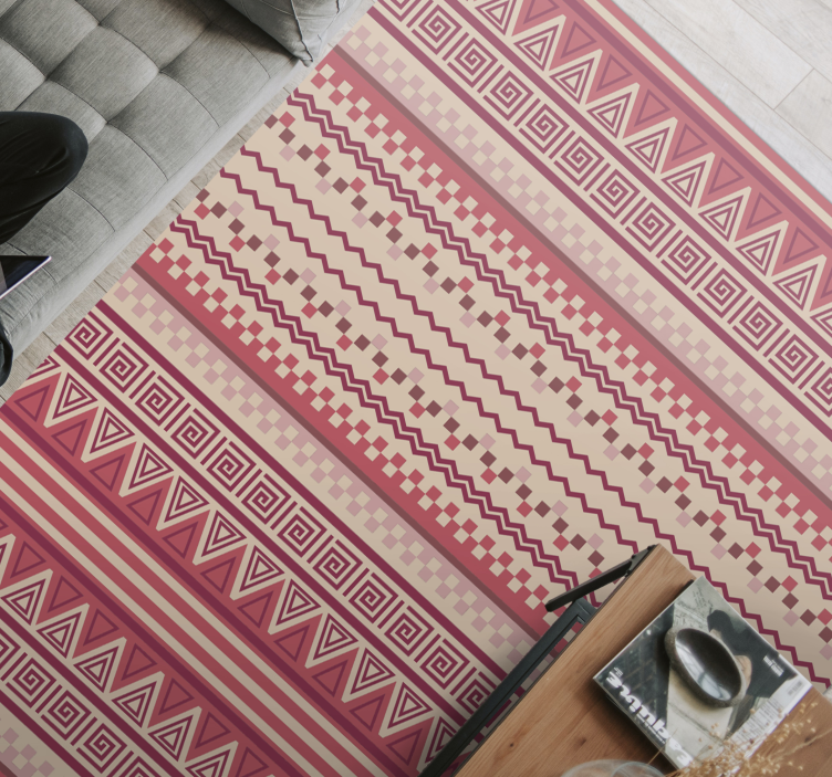 Tapis vinyle éthnique kilim à rayures roses - TenStickers