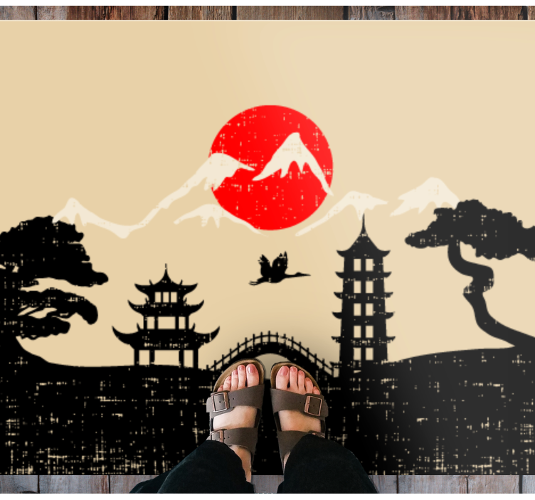 Tapis vinyle chambre scène de paysage japonais - TenStickers