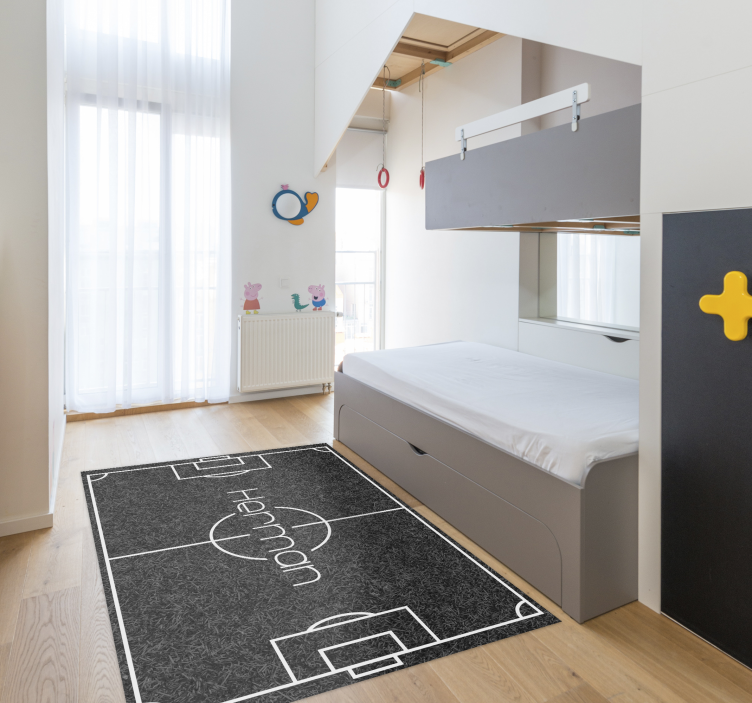 Tapis vinyle jeux terrain de football avec nom - TenStickers