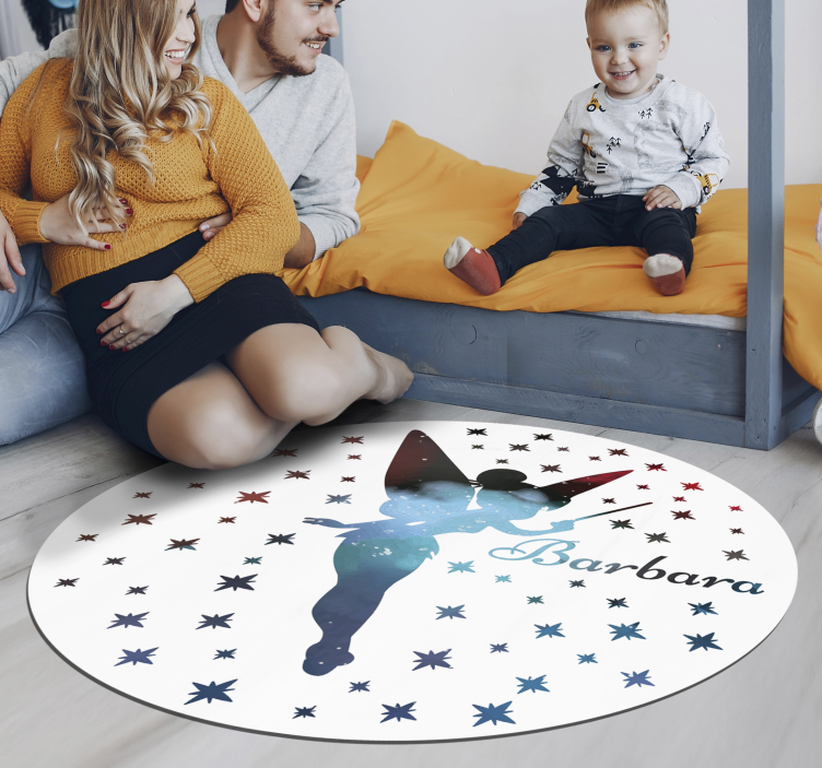 Tapis vinyle fée silhouette avec nom - TenStickers