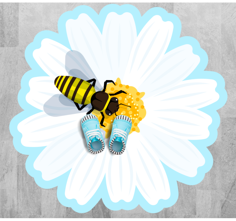 Tapis vinyle fleurs et plantes abeille sur marguerite - TenStickers