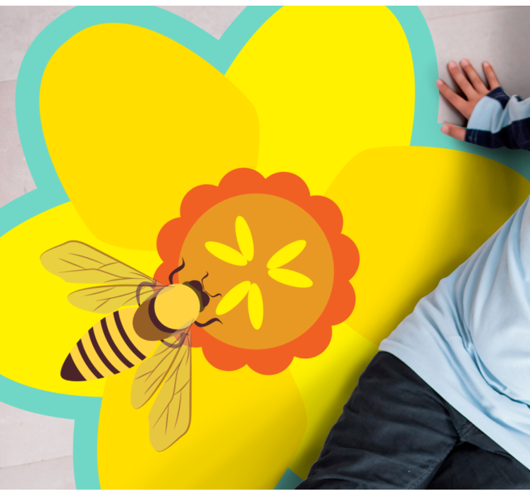 Tapis vinyle fleurs et plantes abeille sur un tournesol - TenStickers