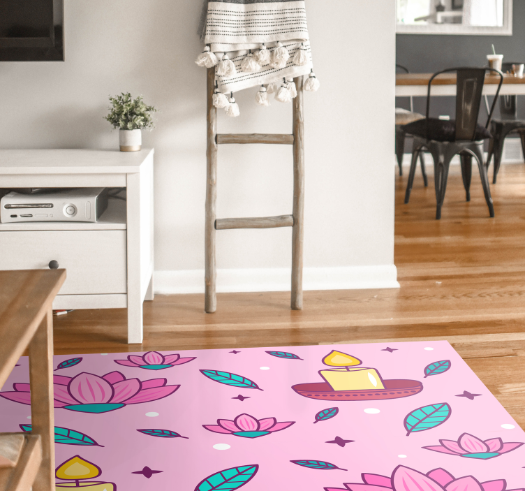 Tapis vinyle fleurs et plantes ambiance fleur de lotus - TenStickers
