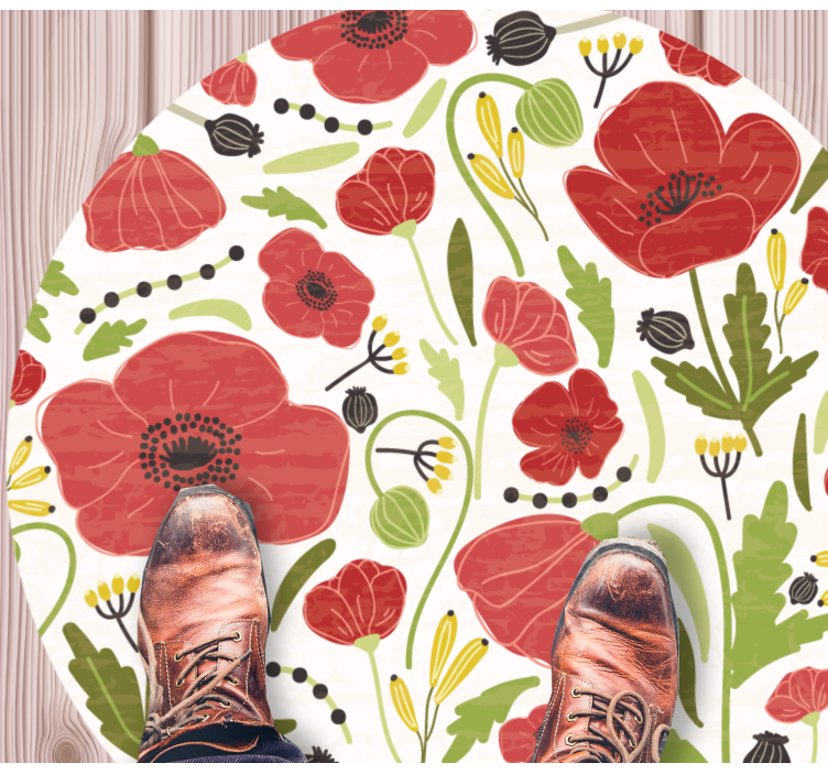 Tapis vinyle fleurs et plantes fleurs de coquelicot écarlate - TenStickers