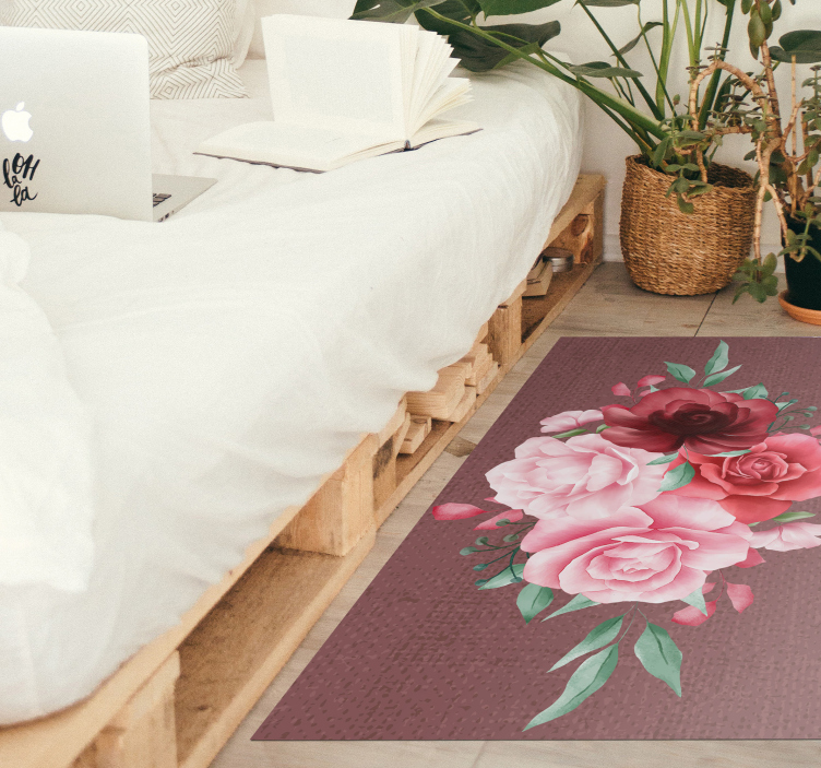 Tapis vinyle fleurs et plantes bouquet de roses élégance - TenStickers