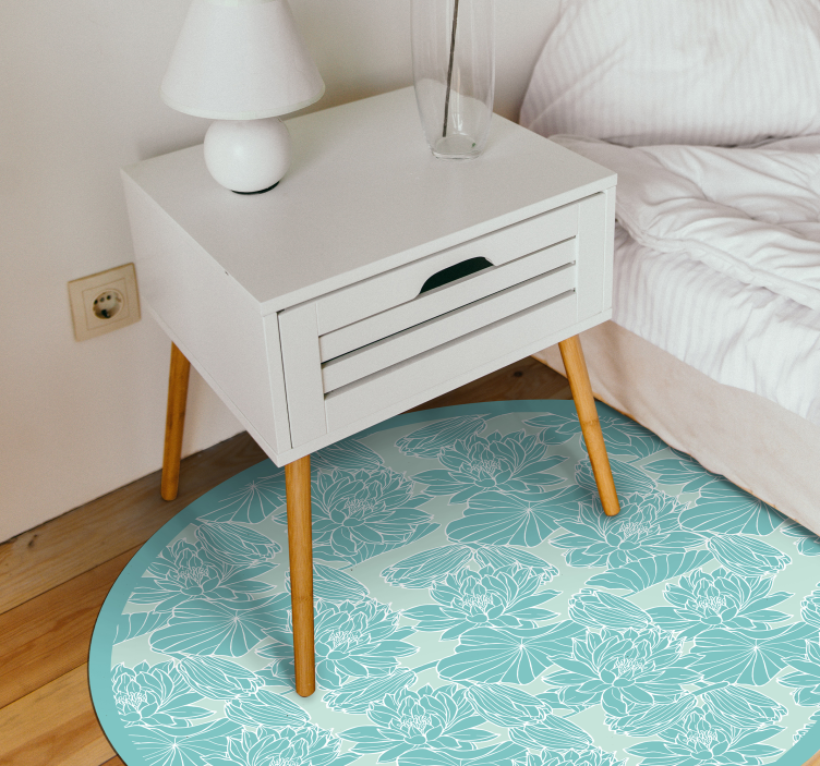 Tapis vinyle fleurs et plantes cercle à motif floral - TenStickers