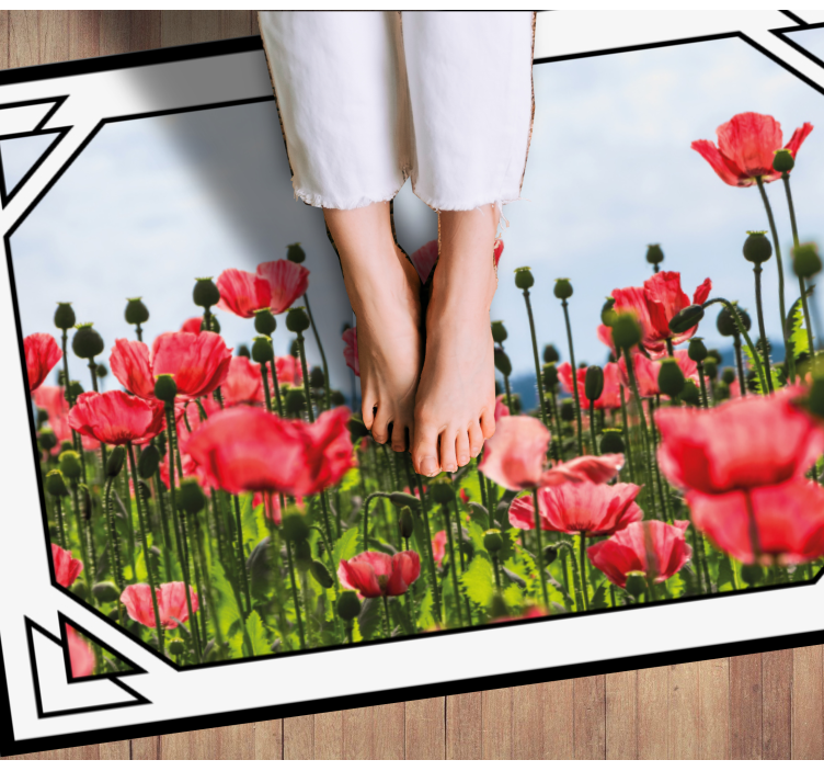 Tapis vinyle fleurs et plantes champ de coquelicots coloré - TenStickers