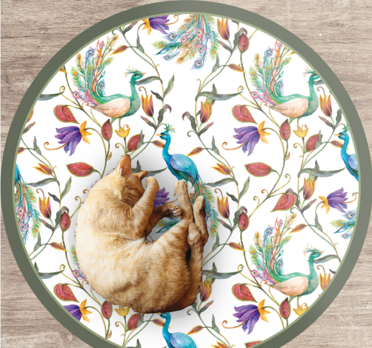 Tapis vinyle fleurs et plantes fleurs de paon magnifiques - TenStickers