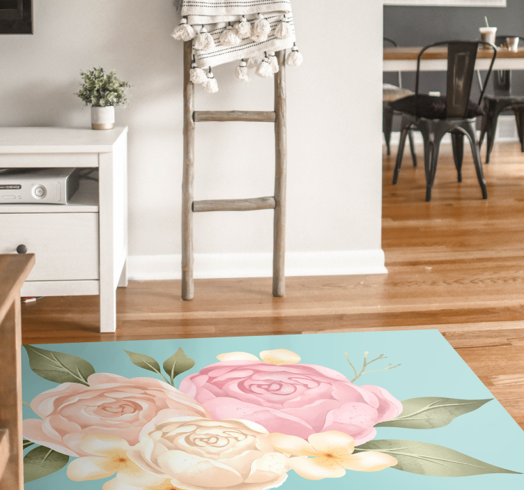 Tapis vinyle fleurs et plantes composition botanique - TenStickers