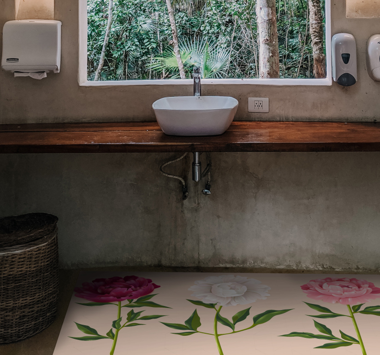 Tapis vinyle salle de bain arrangement élégant en trio - TenStickers