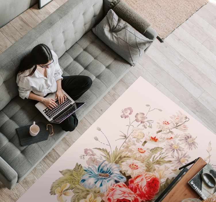 Tapis vinyle fleurs et plantes composition florale exquise - TenStickers