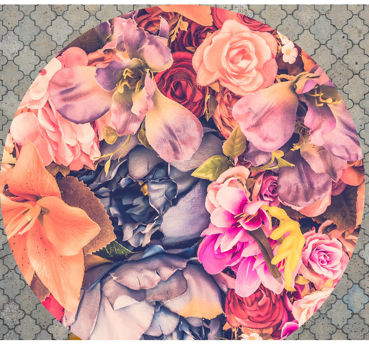 Tapis vinyle fleurs et plantes composition florale ronde - TenStickers