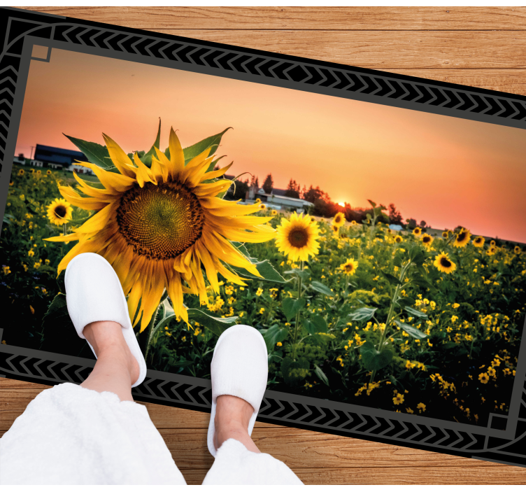 Tapis vinyle fleurs et plantes coucher de soleil tournesol - TenStickers