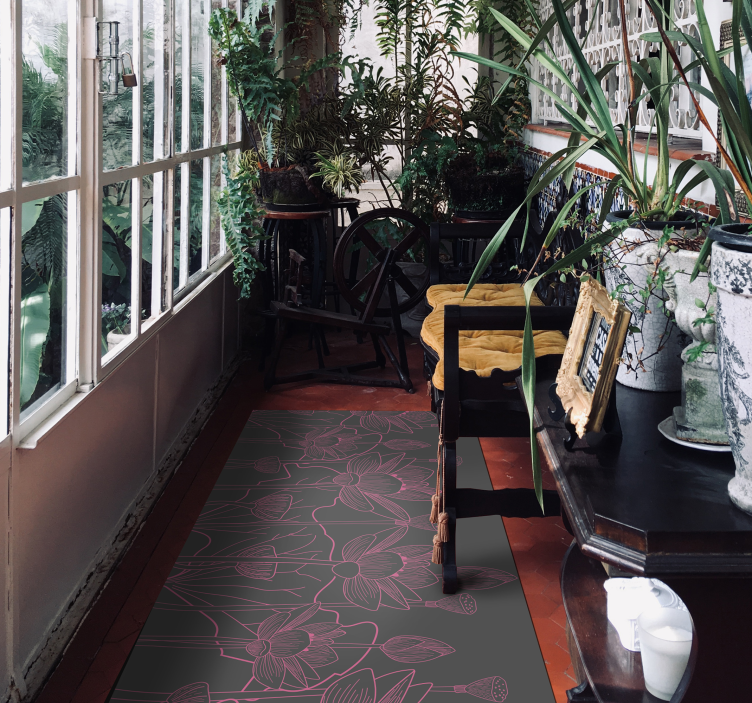 Tapis vinyle fleurs et plantes croquis de contour floral - TenStickers