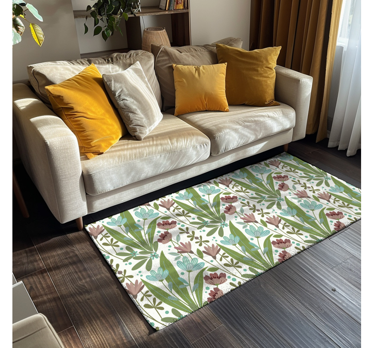 Tapis vinyle fleurs et plantes dessin floral - TenStickers