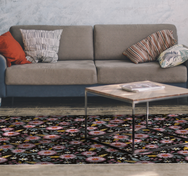 Tapis vinyle fleurs et plantes détail de motif floral - TenStickers