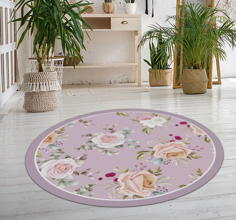 Tapis vinyle fleurs et plantes élégance du cercle floral - TenStickers