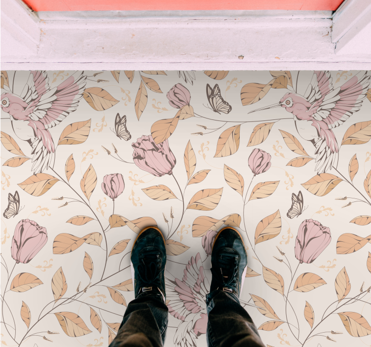 Tapis vinyle entrée élégance florale pastel - TenStickers