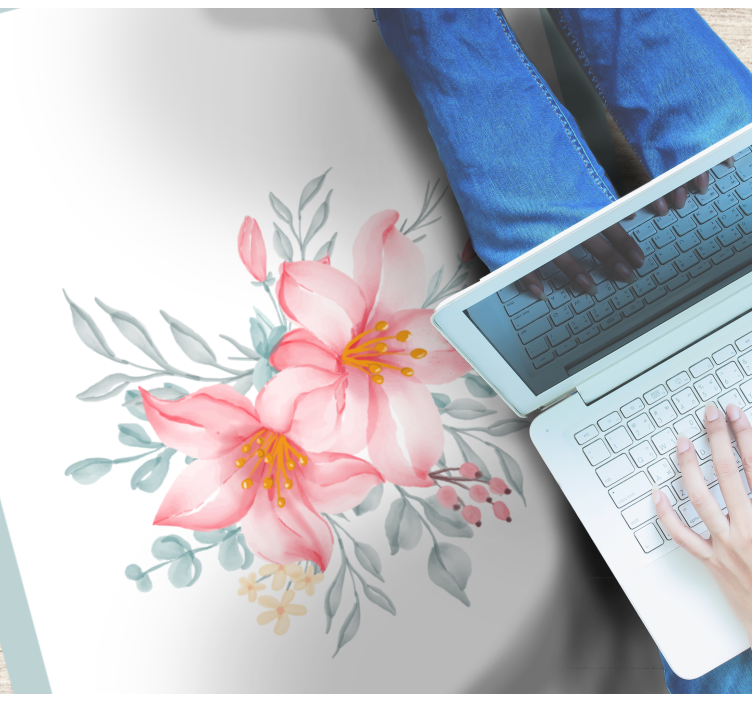 Tapis vinyle fleurs et plantes élégance florale rose - TenStickers