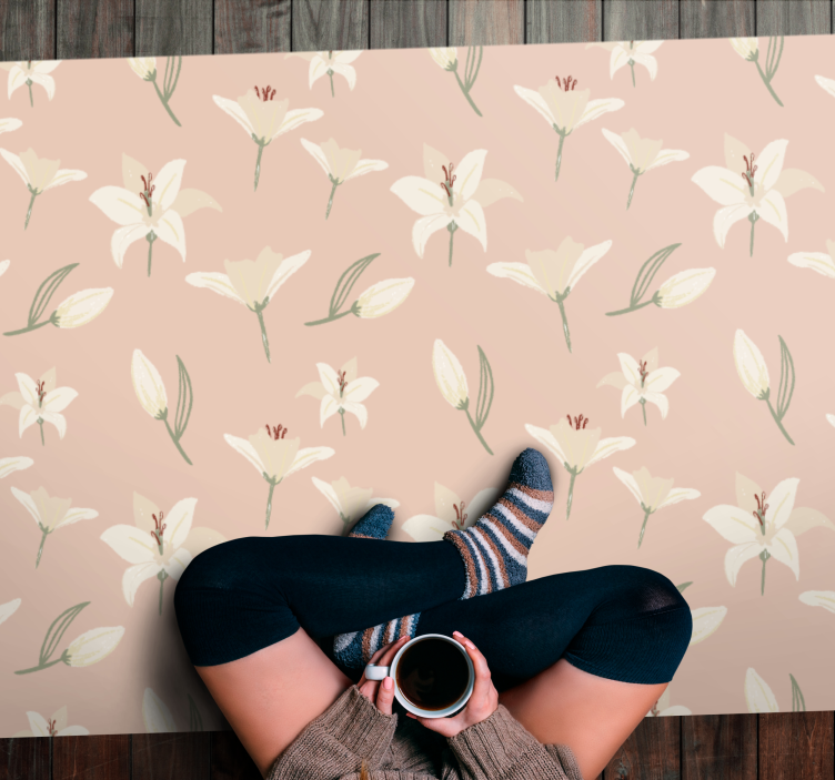 Tapis vinyle fleurs et plantes élégance pastel florale - TenStickers