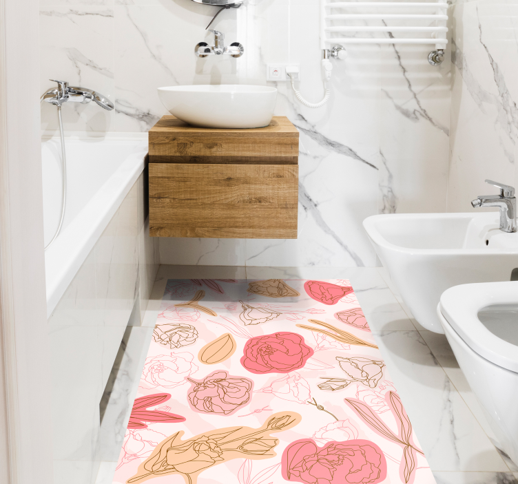Tapis vinyle salle de bain élément botanique sophistiqué - TenStickers