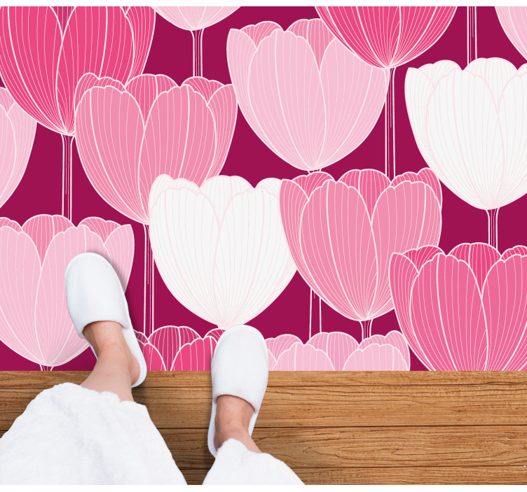 Tapis vinyle fleurs et plantes éléments de tulipes roses - TenStickers