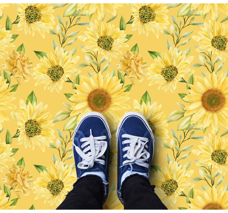 Tapis vinyle fleurs et plantes emblème du tournesol - TenStickers