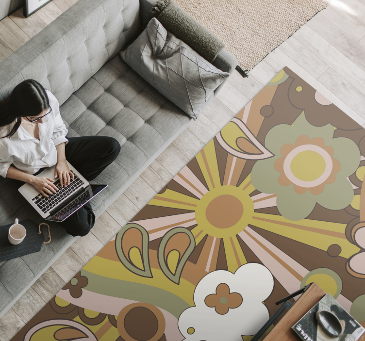 Tapis vinyle autres tapis explosion florale rétro - TenStickers