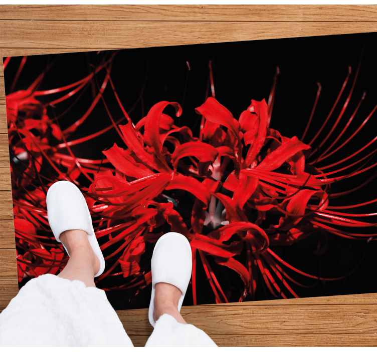 Tapis vinyle fleurs et plantes explosion florale rouge - TenStickers