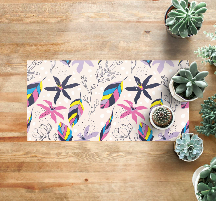 Tapis vinyle fleurs et plantes fantaisie florale - TenStickers