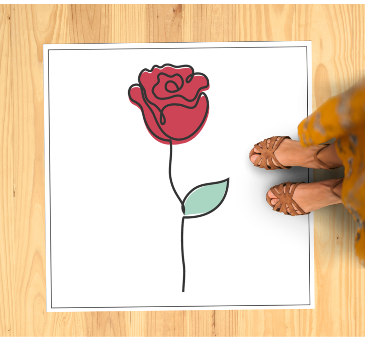 Tapis vinyle fleurs et plantes fleur de rose élégante - TenStickers