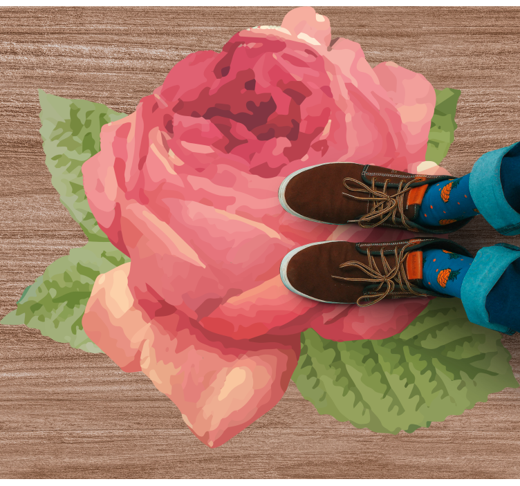 Tapis vinyle fleurs et plantes fleur de rose vibrante - TenStickers