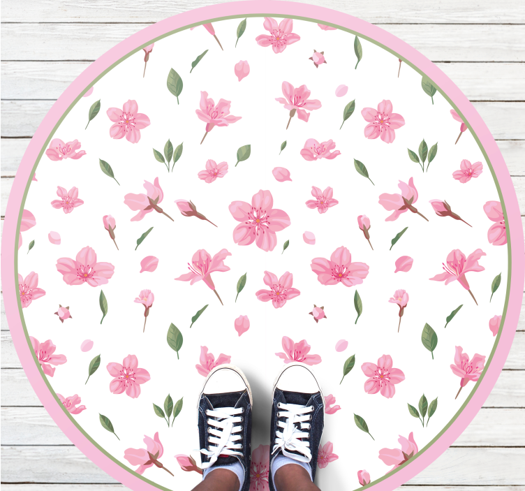 Tapis vinyle fleurs et plantes fleur rose en éclosion - TenStickers