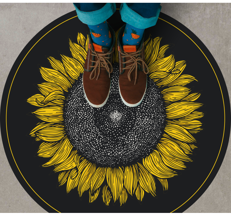 Tapis vinyle fleurs et plantes grand motif de tournesol - TenStickers
