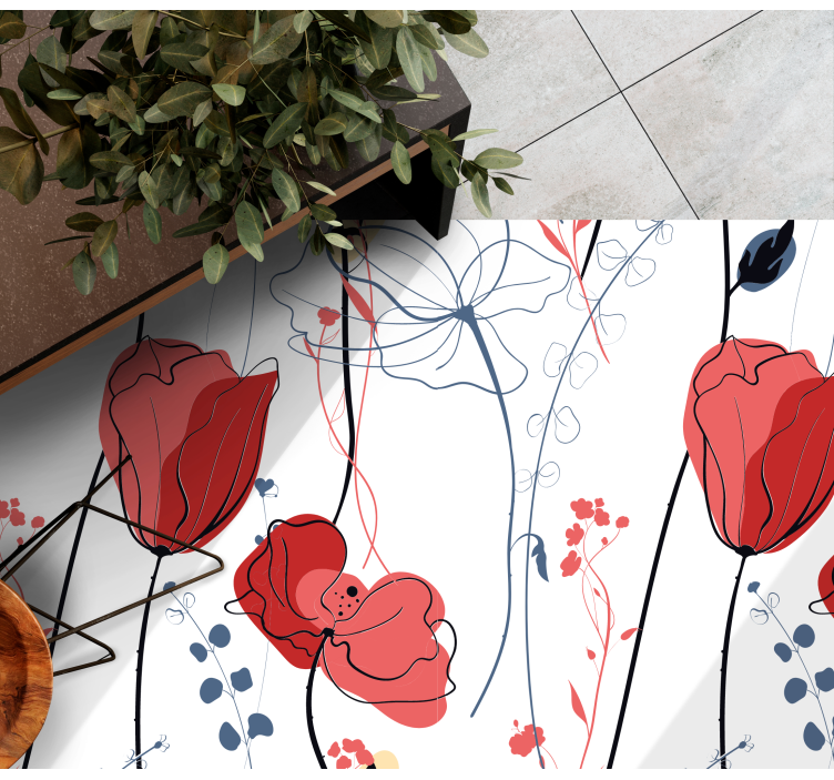Tapis vinyle fleurs et plantes grâce de la fleur cramoisie - TenStickers