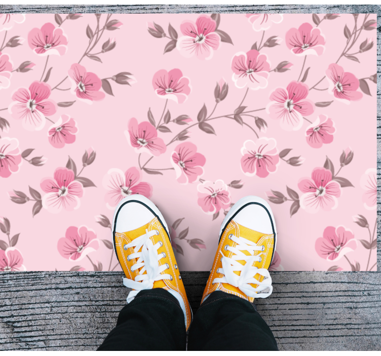 Tapis vinyle fleurs et plantes harmonie florale rose - TenStickers
