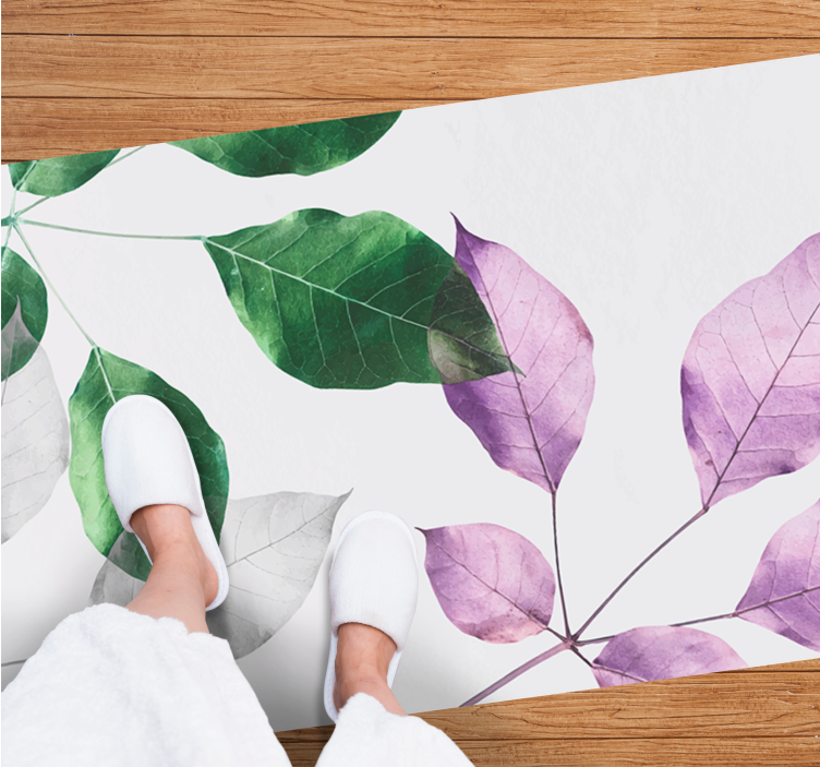 Tapis vinyle fleurs et plantes imprimés botaniques feuillus - TenStickers