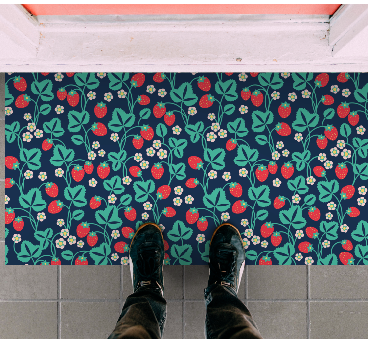 Tapis vinyle fleurs et plantes inspiration florale de fraise - TenStickers