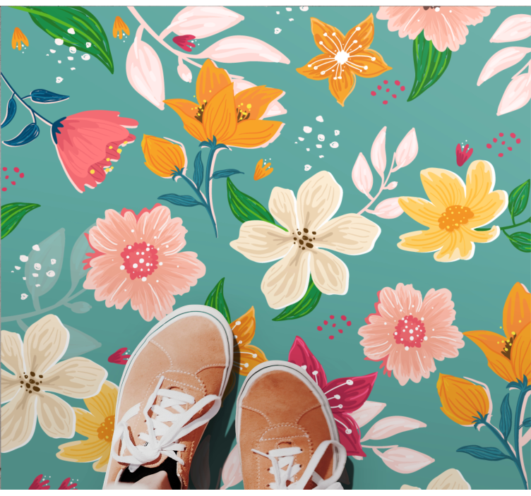 Tapis vinyle fleurs et plantes jeu de motifs floraux - TenStickers