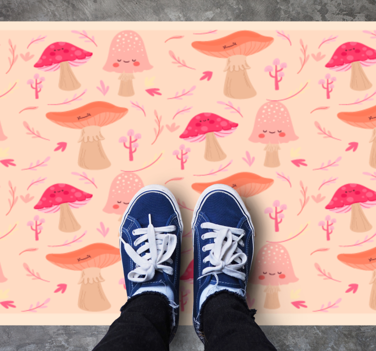 Tapis vinyle fleurs et plantes joyeux champignons classiques - TenStickers